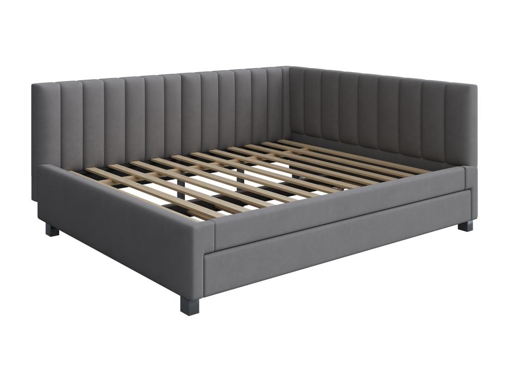 Gray Velvet Bed, 140 x 200 cm