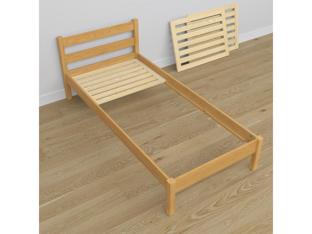 Natural Pine Wood Bed, 80 x 180 cm
