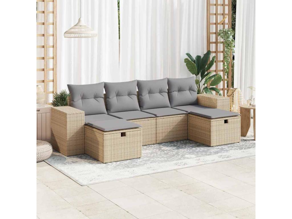 Beige Woven Resin Wicker Outdoor Furniture Set - dlz1766583683037