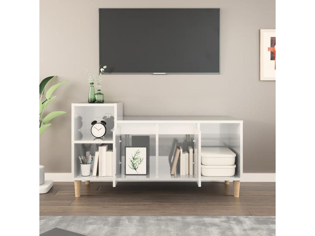 White Engineered Wood TV Stand, 100 x 35 x 55 cm