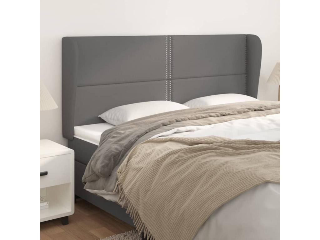 Gray Faux Leather Bed, 163 x 23 x 118 cm