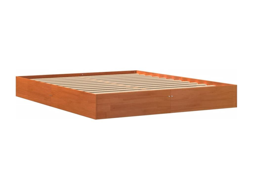 Brown Pine Wood Bed Frame, 160 x 200 cm