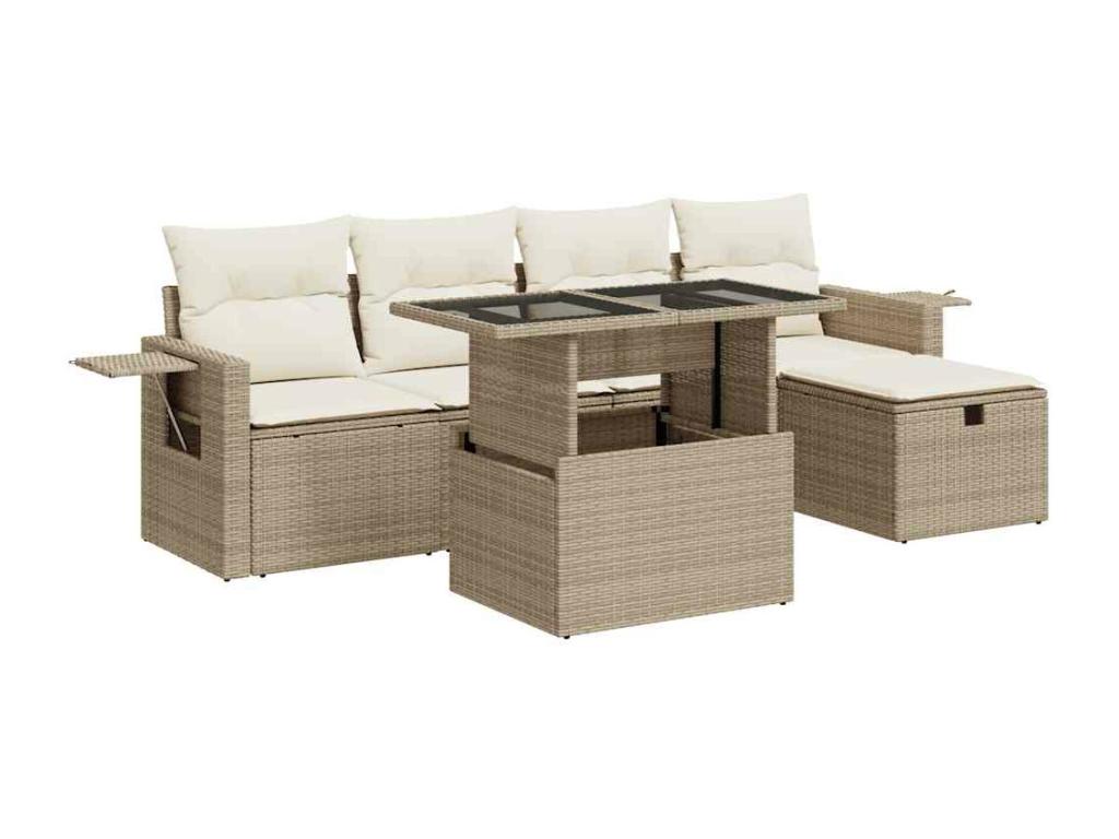 Beige Woven Resin Wicker Outdoor Furniture Set - dlz1766583710833