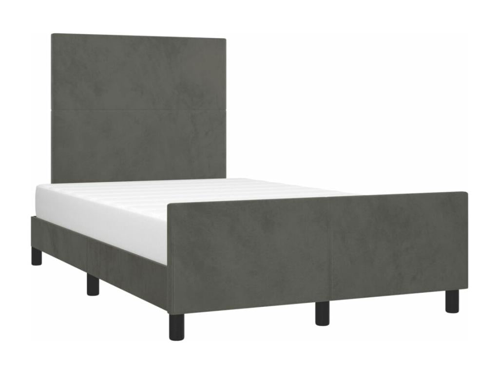 Gray Velvet Bed Frame, 120 x 190 cm