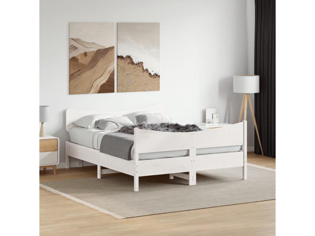 White Pine Wood Bed Frame, 135 x 190 cm