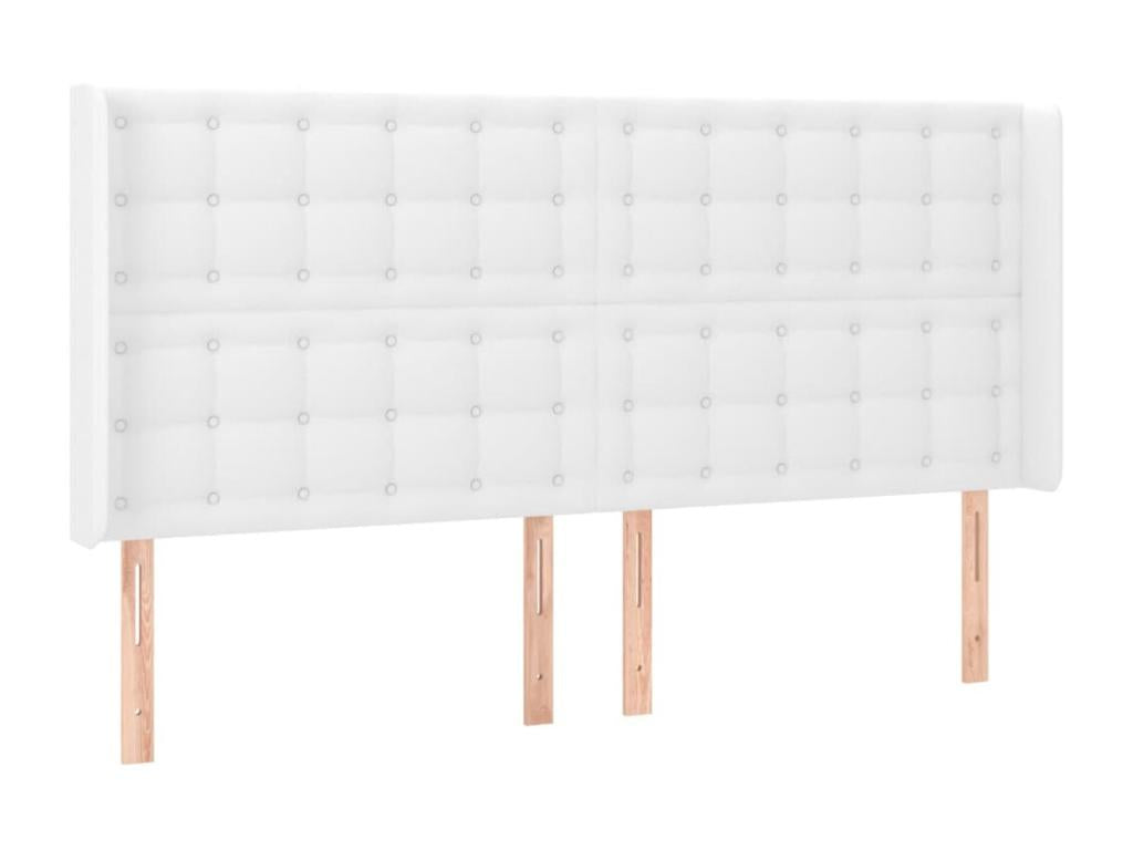 White Faux Leather Bed, 183 x 16 x 118 cm