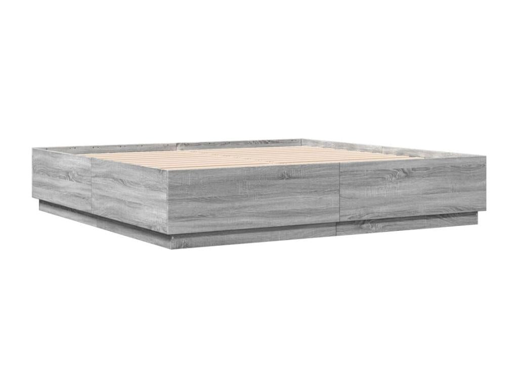 Gray Engineered Wood Bed Frame, 200 x 200 cm