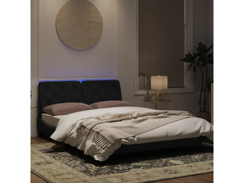 Black Velvet Bed Frame, 140 x 200 cm