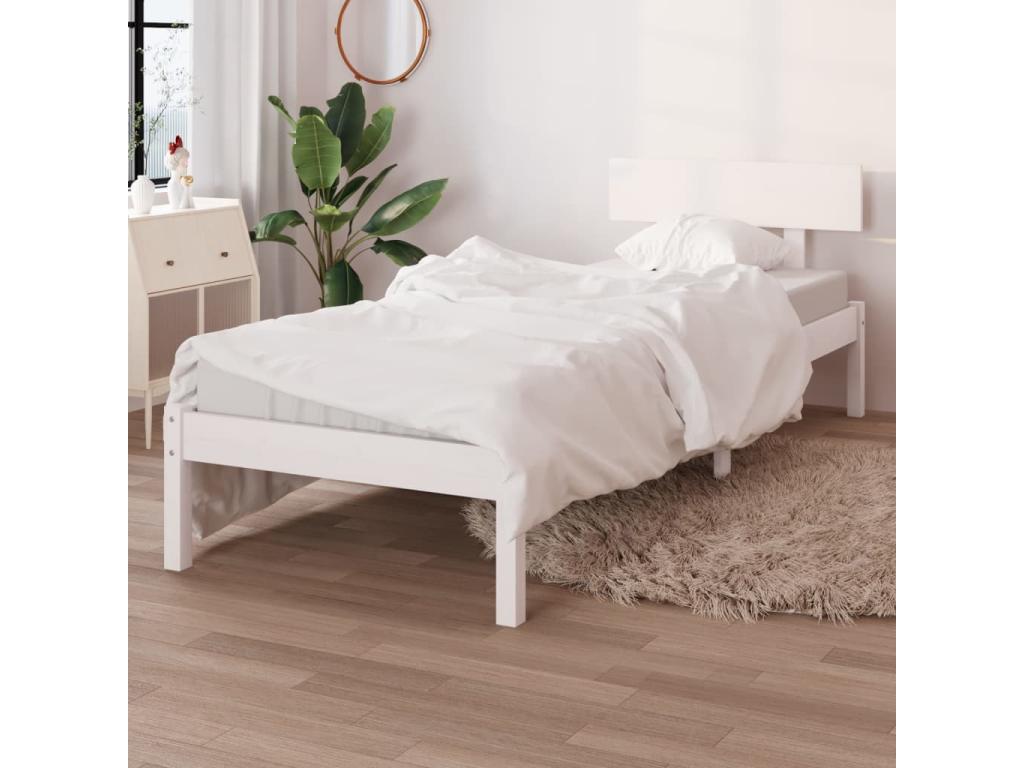 White Pine Wood Bed, 75 x 190 cm