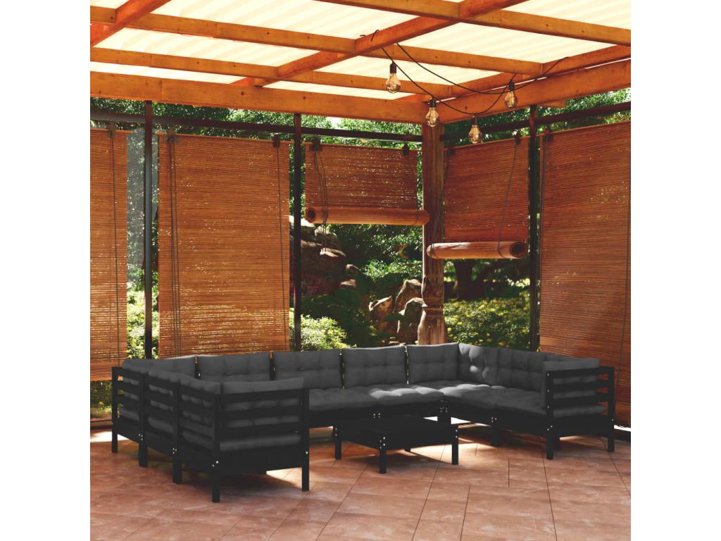 Black Pine Wood Outdoor Furniture Set - dlz1766583569419