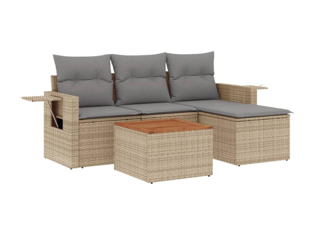 Beige Woven Resin Wicker Outdoor Furniture Set - dlz1766583237297